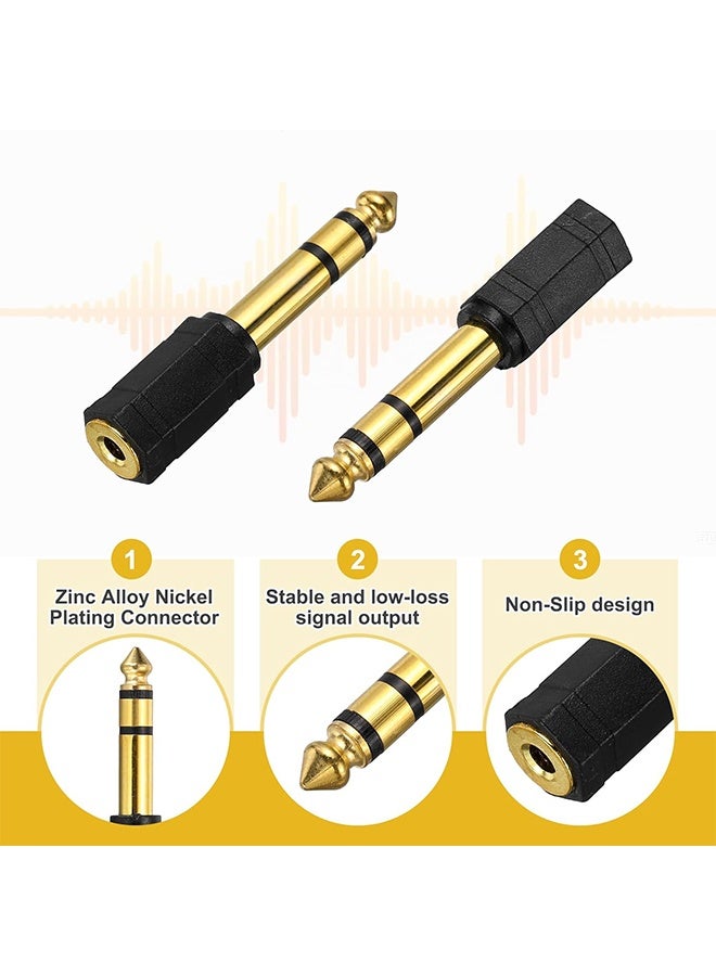 Ba Love 4 Pcs 6.5mm Male TRS Stereo Plug to 3.5mm Female TRS Stereo Jack Adapter, Gold Plated, Black - Image 2